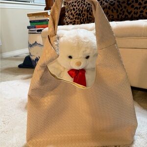 NEW! Woven Beige Tote Bag